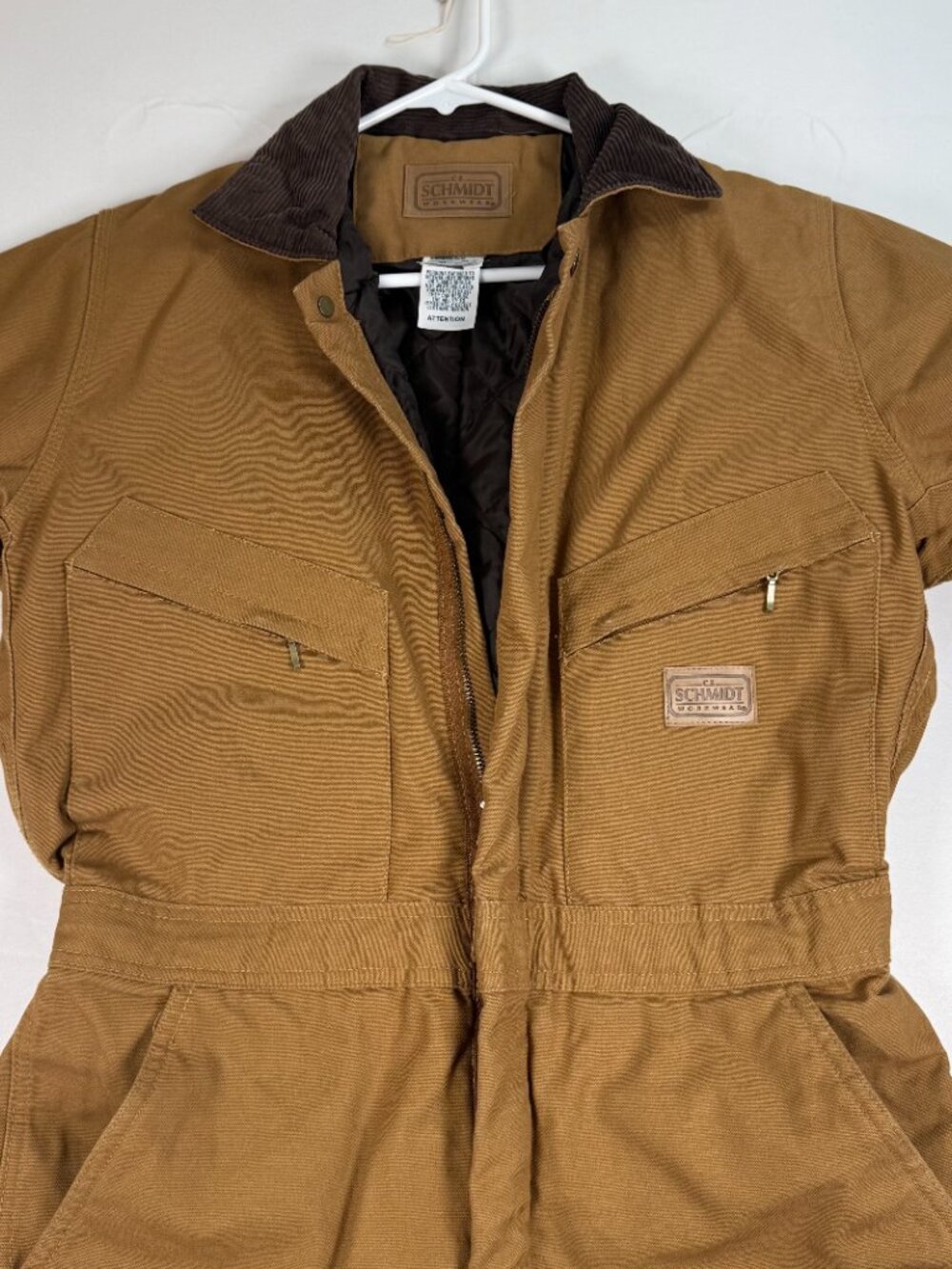 C.E. Schmidt Workwear Coveralls Small Short 36-38 Brown Insulated Canvas TI418BD
